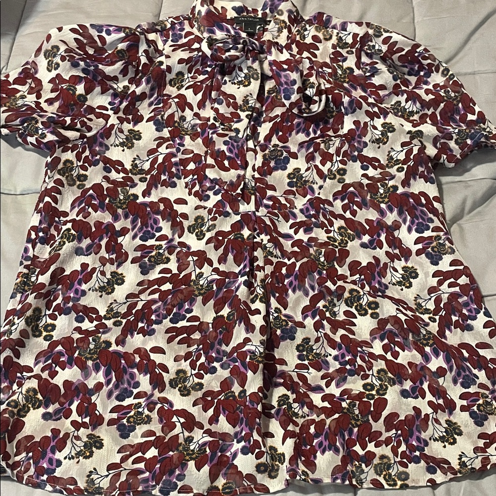 Ann Taylor Floral Blouse - Red and Purple